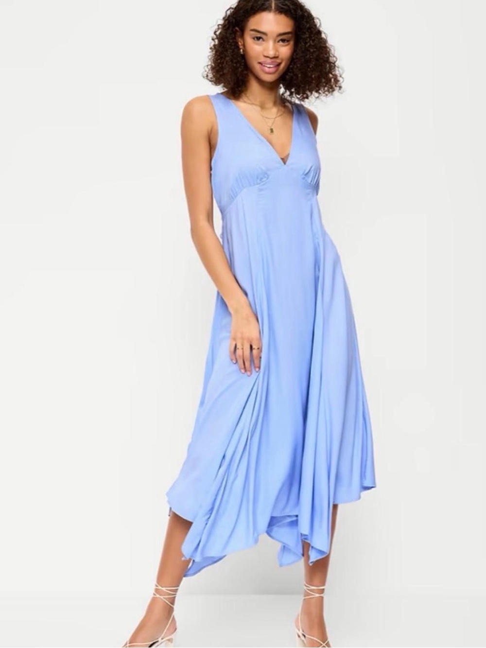Old Navy Sky Blue Asymmetrical V-Neck Midi Dress